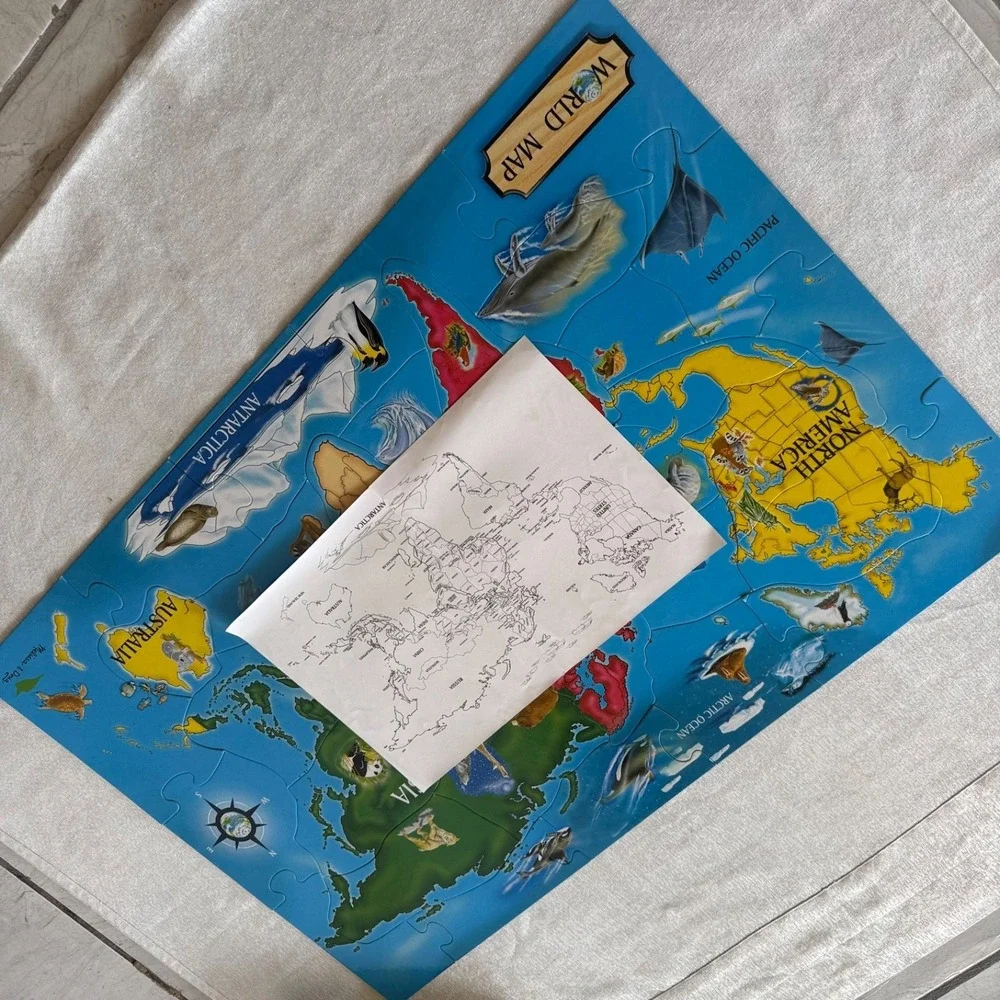 Melissa & Doug World Map Floor Puzzle 33 Pieces Jumbo 2x3Ft Complete Educational